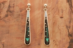 Calvin Begay Night Sky Sterling Silver Earrings